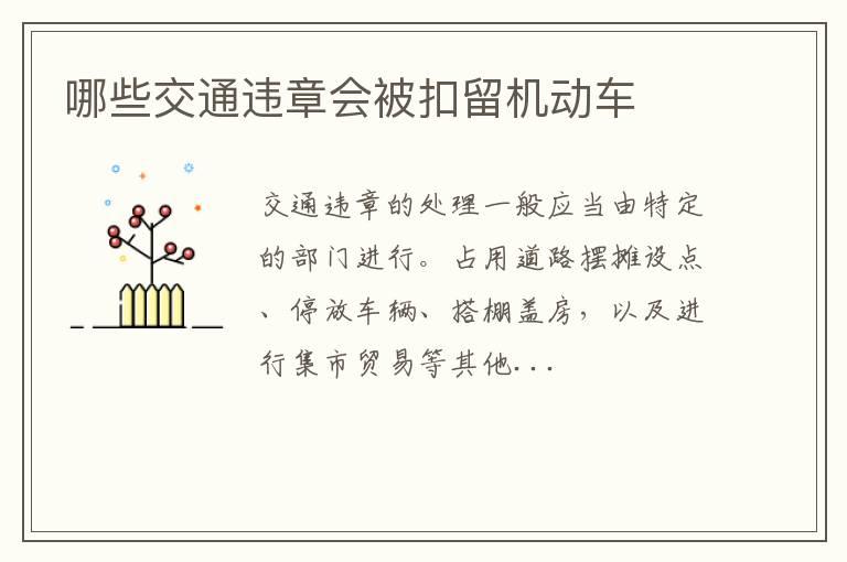 哪些交通违章会被扣留机动车