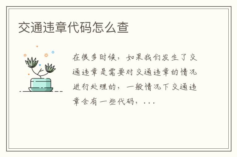 交通违章代码怎么查
