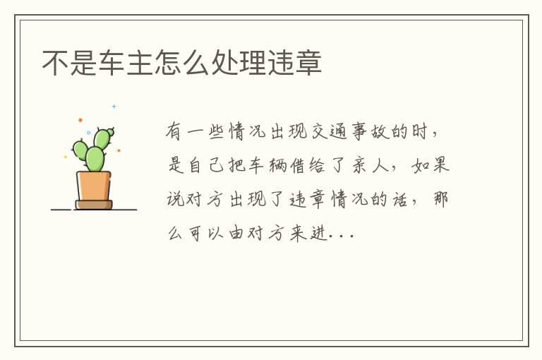 不是车主怎么处理违章