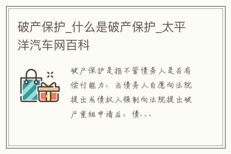 破产保护_什么是破产保护
