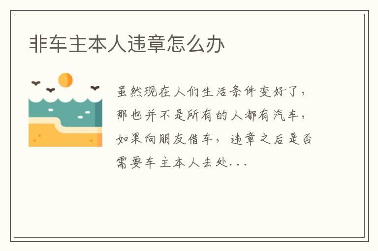 非车主本人违章怎么办