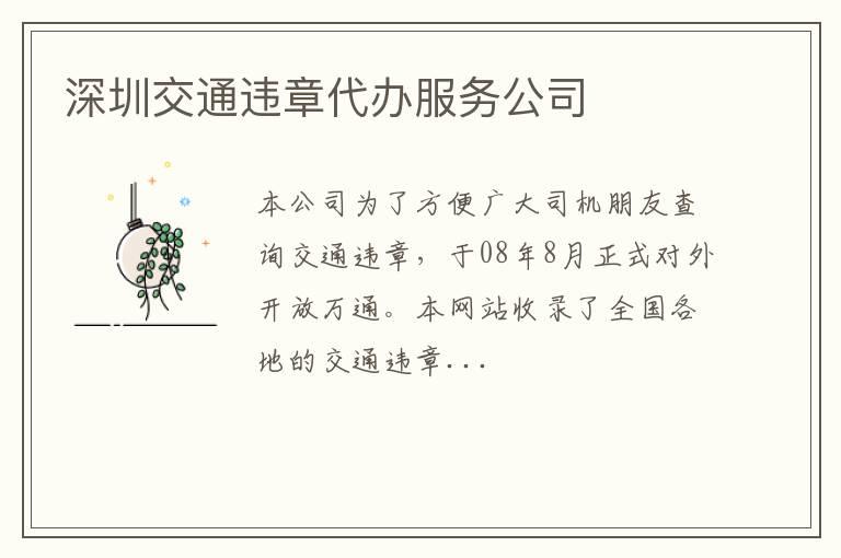 深圳交通违章代办服务公司
