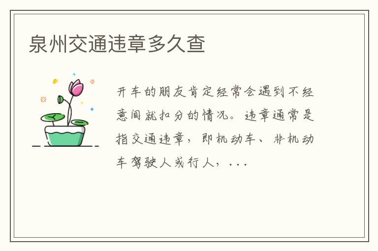 泉州交通违章多久查
