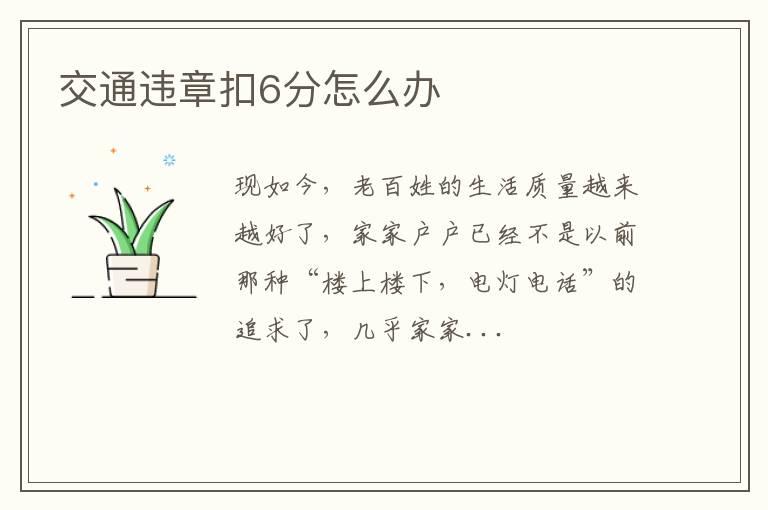 交通违章扣6分怎么办