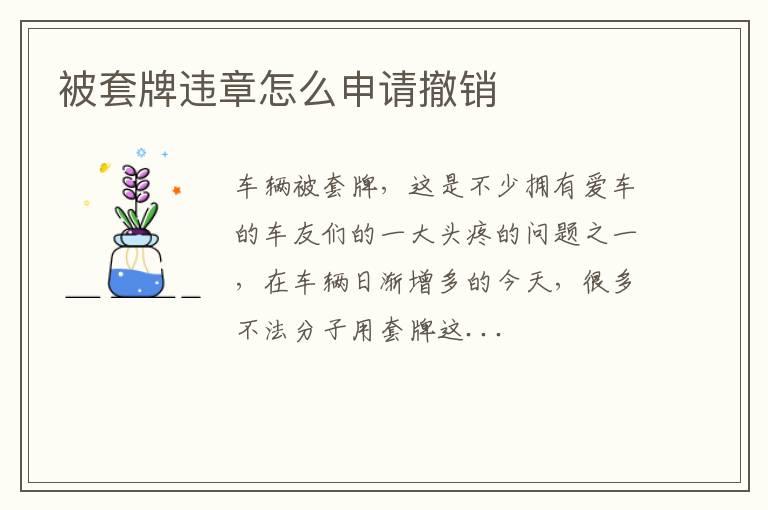 被套牌违章怎么申请撤销