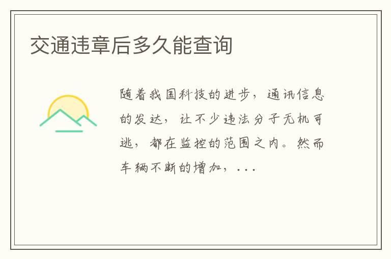 交通违章后多久能查询