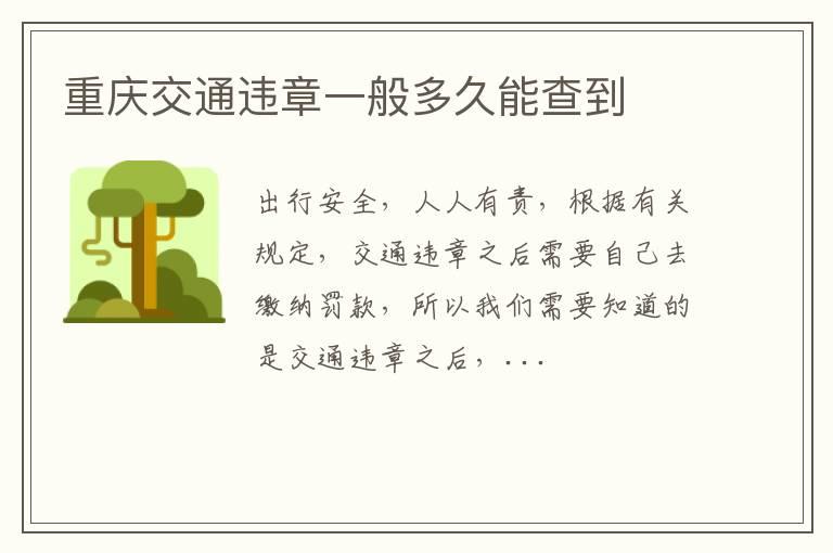 重庆交通违章一般多久能查到