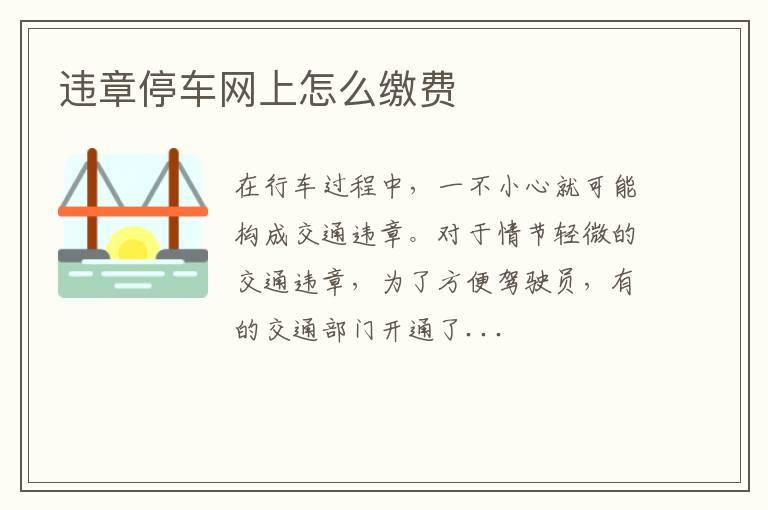 违章停车网上怎么缴费