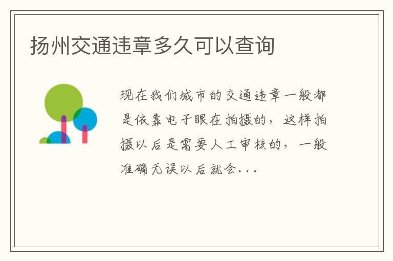 扬州交通违章多久可以查询