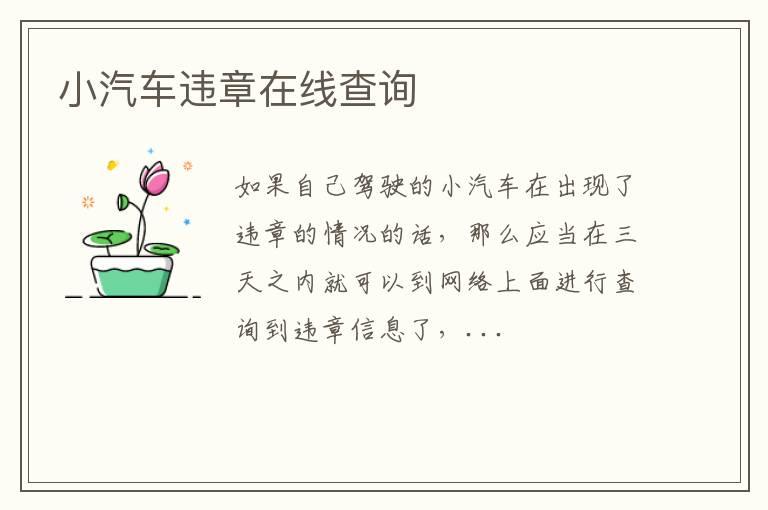 小汽车违章在线查询