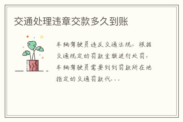 交通处理违章交款多久到账