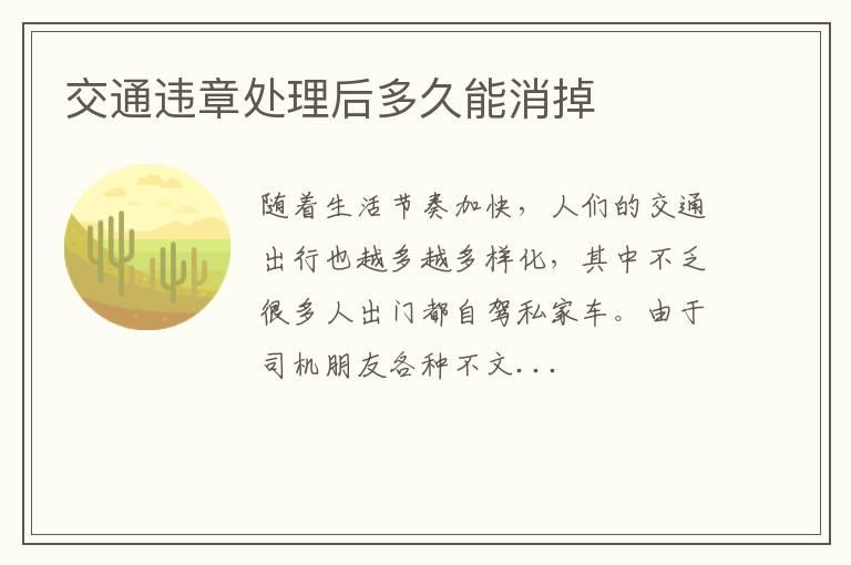 交通违章处理后多久能消掉