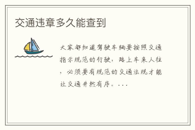 交通违章多久能查到