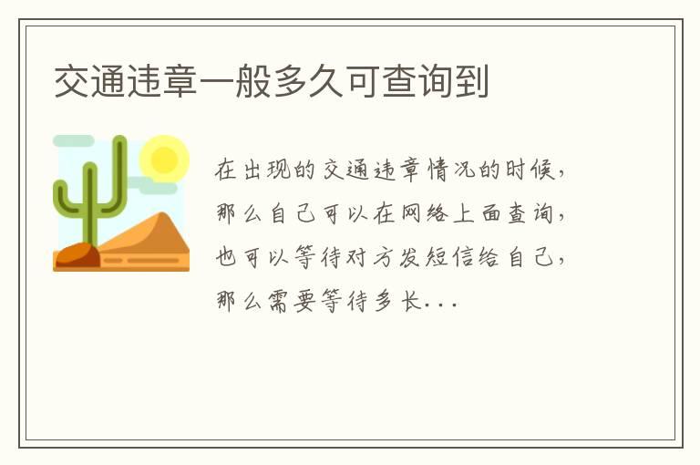 交通违章一般多久可查询到