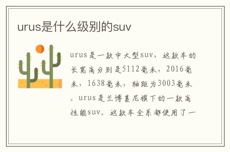 urus是什么级别的suv