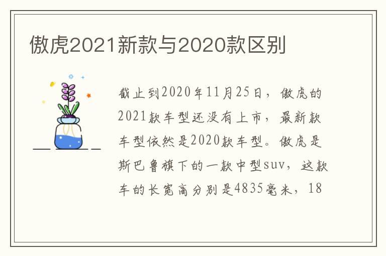 傲虎2021新款与2020款区别