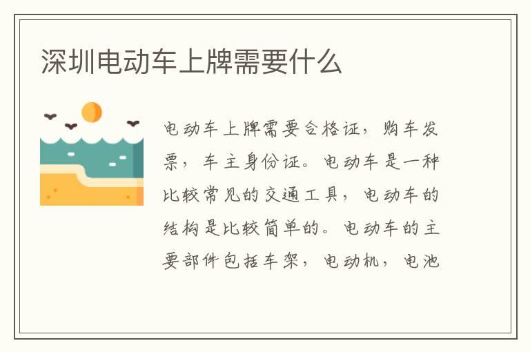深圳电动车上牌需要什么
