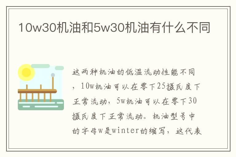 10w30机油和5w30机油有什么不同