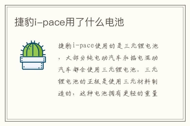 捷豹i-pace用了什么电池