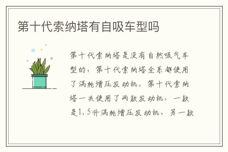 第十代索纳塔有自吸车型吗