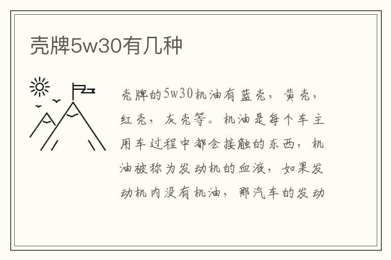 壳牌5w30有几种