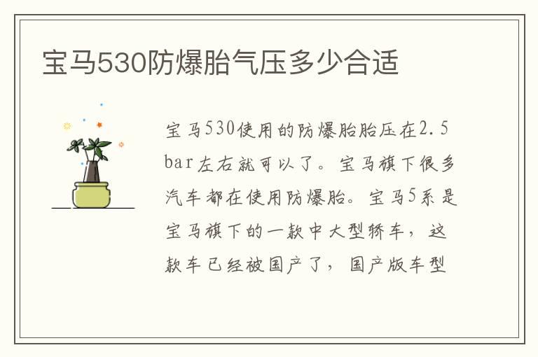 宝马530防爆胎气压多少合适