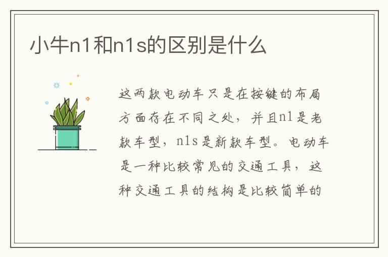 小牛n1和n1s的区别是什么