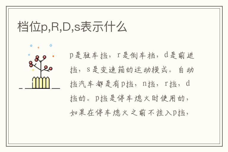 档位p,R,D,s表示什么