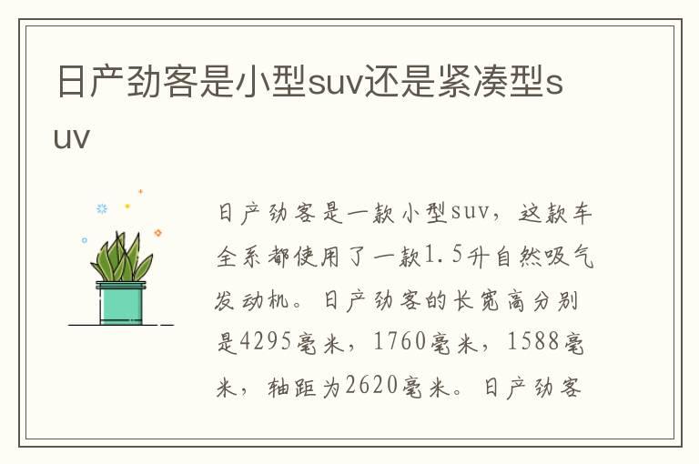 日产劲客是小型suv还是紧凑型suv