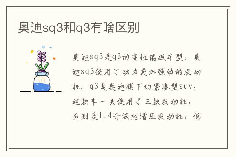 奥迪sq3和q3有啥区别