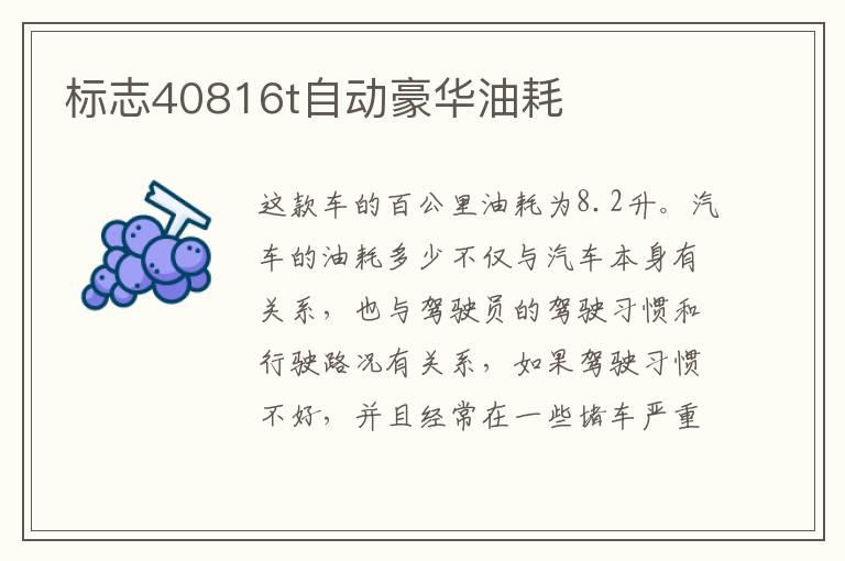标志40816t自动豪华油耗