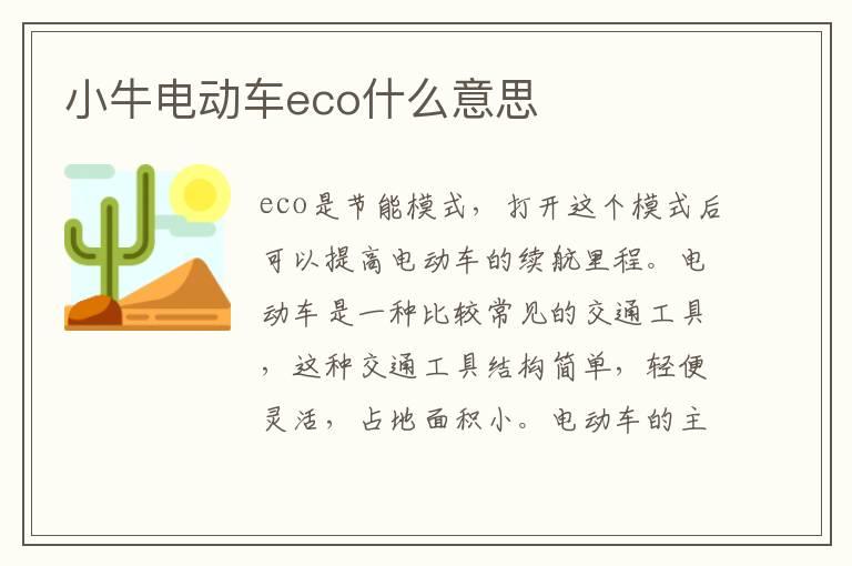 小牛电动车eco什么意思