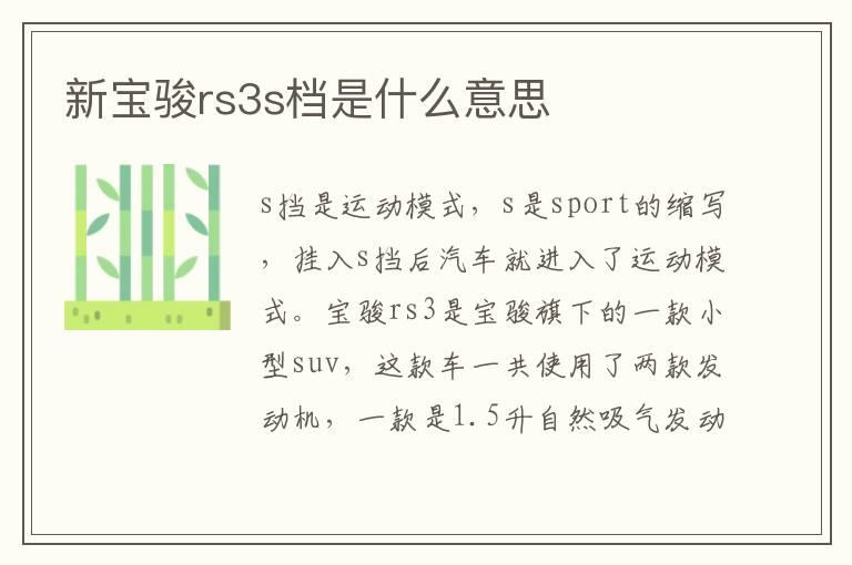 新宝骏rs3s档是什么意思