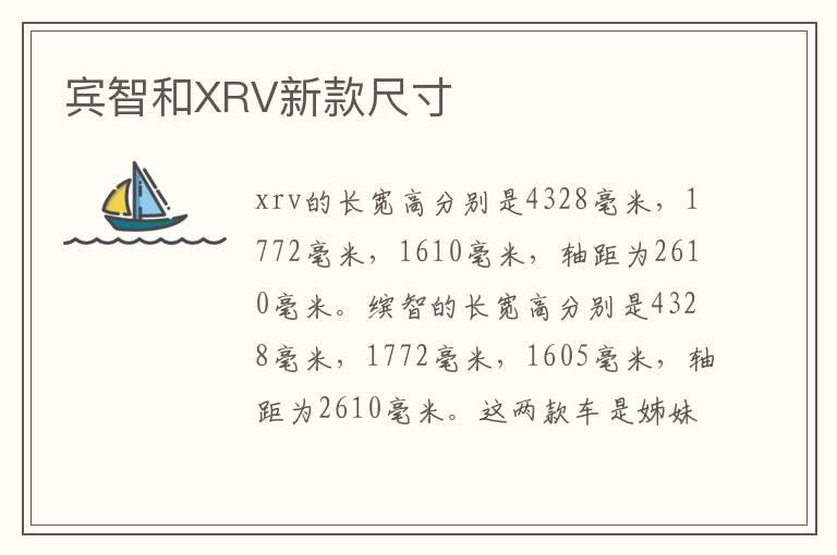 宾智和XRV新款尺寸