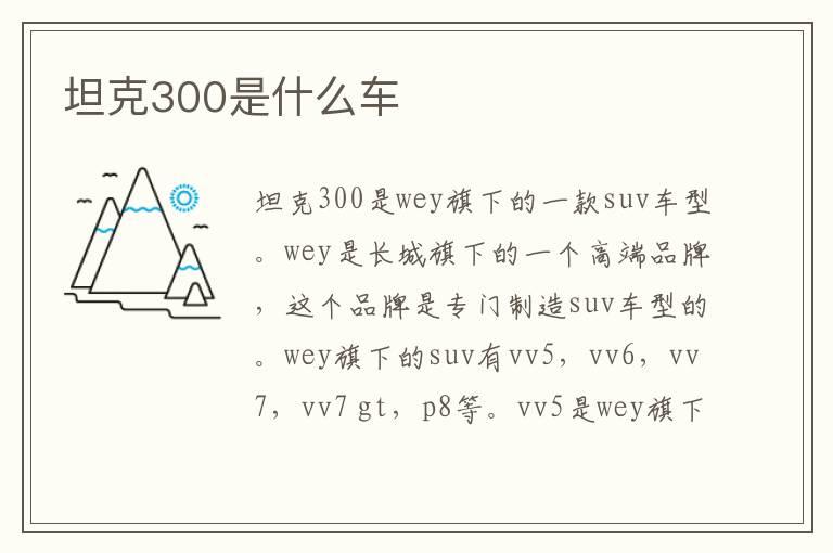 坦克300是什么车