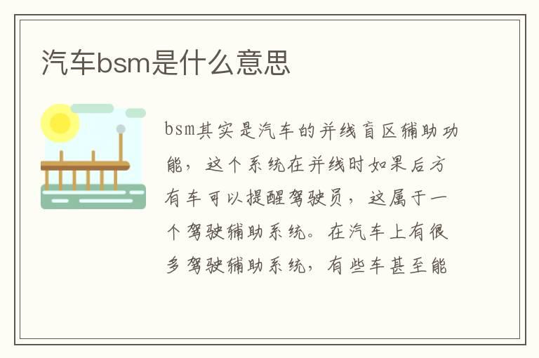 汽车bsm是什么意思