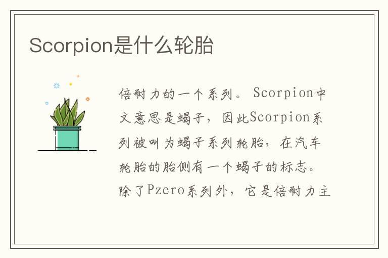 Scorpion是什么轮胎