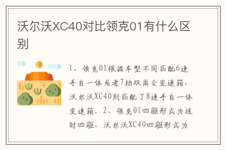 沃尔沃XC40对比领克01有什么区别