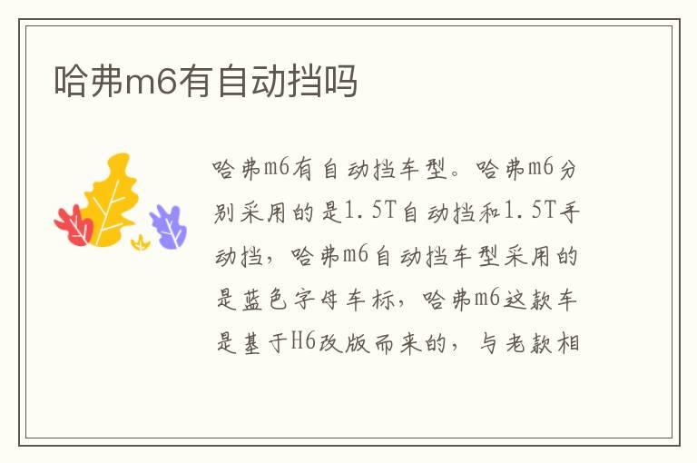 哈弗m6有自动挡吗