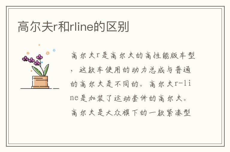 高尔夫r和rline的区别