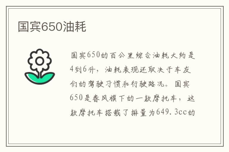 国宾650油耗