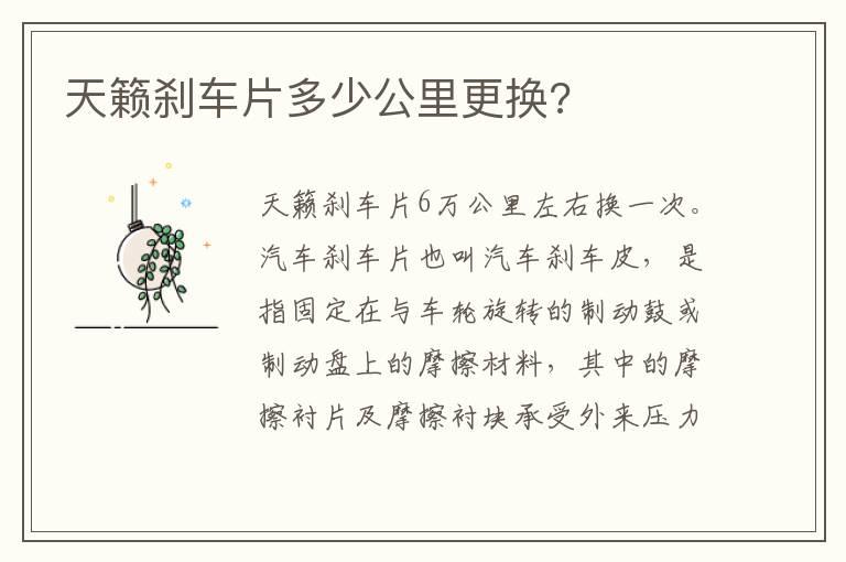 天籁刹车片多少公里更换?