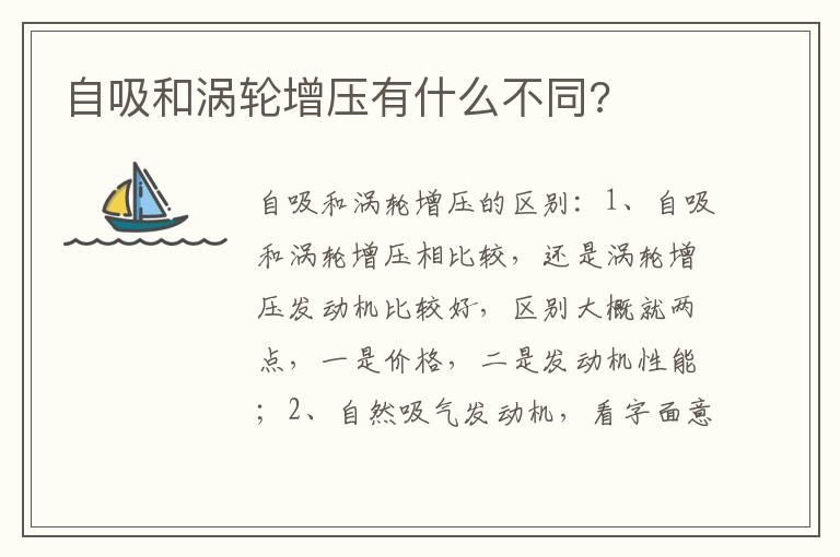 自吸和涡轮增压有什么不同?