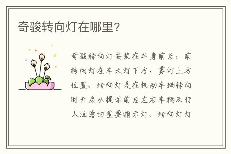 奇骏转向灯在哪里?