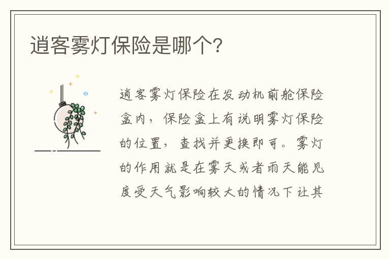 逍客雾灯保险是哪个?