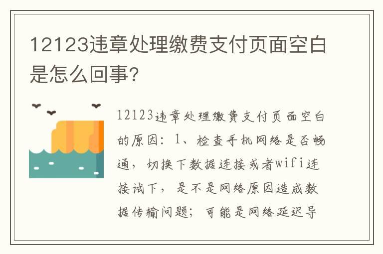 12123违章处理缴费支付页面空白是怎么回事?