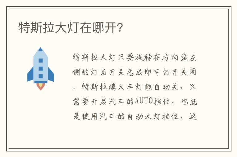 特斯拉大灯在哪开?