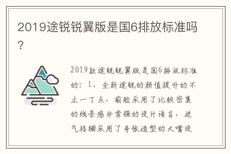 2019途锐锐翼版是国6排放标准吗?
