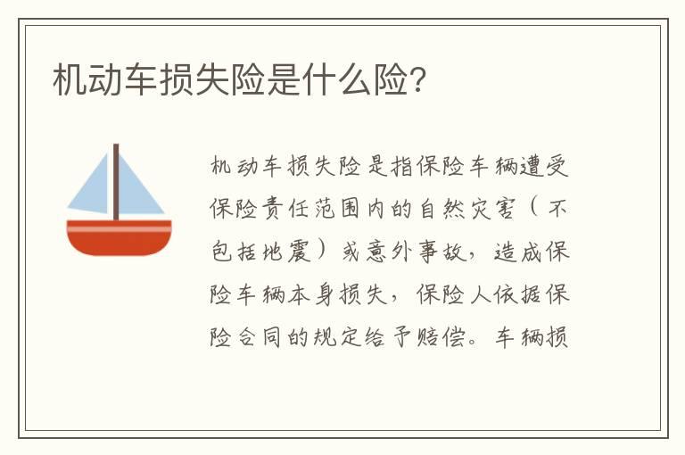 机动车损失险是什么险?