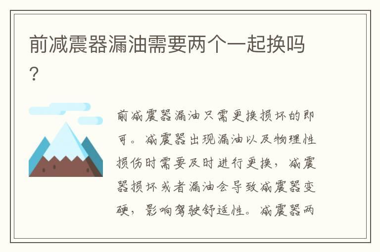前减震器漏油需要两个一起换吗?
